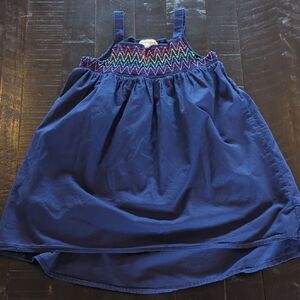 Navy Blue Kids Dress with Colorful Zigzag Pattern